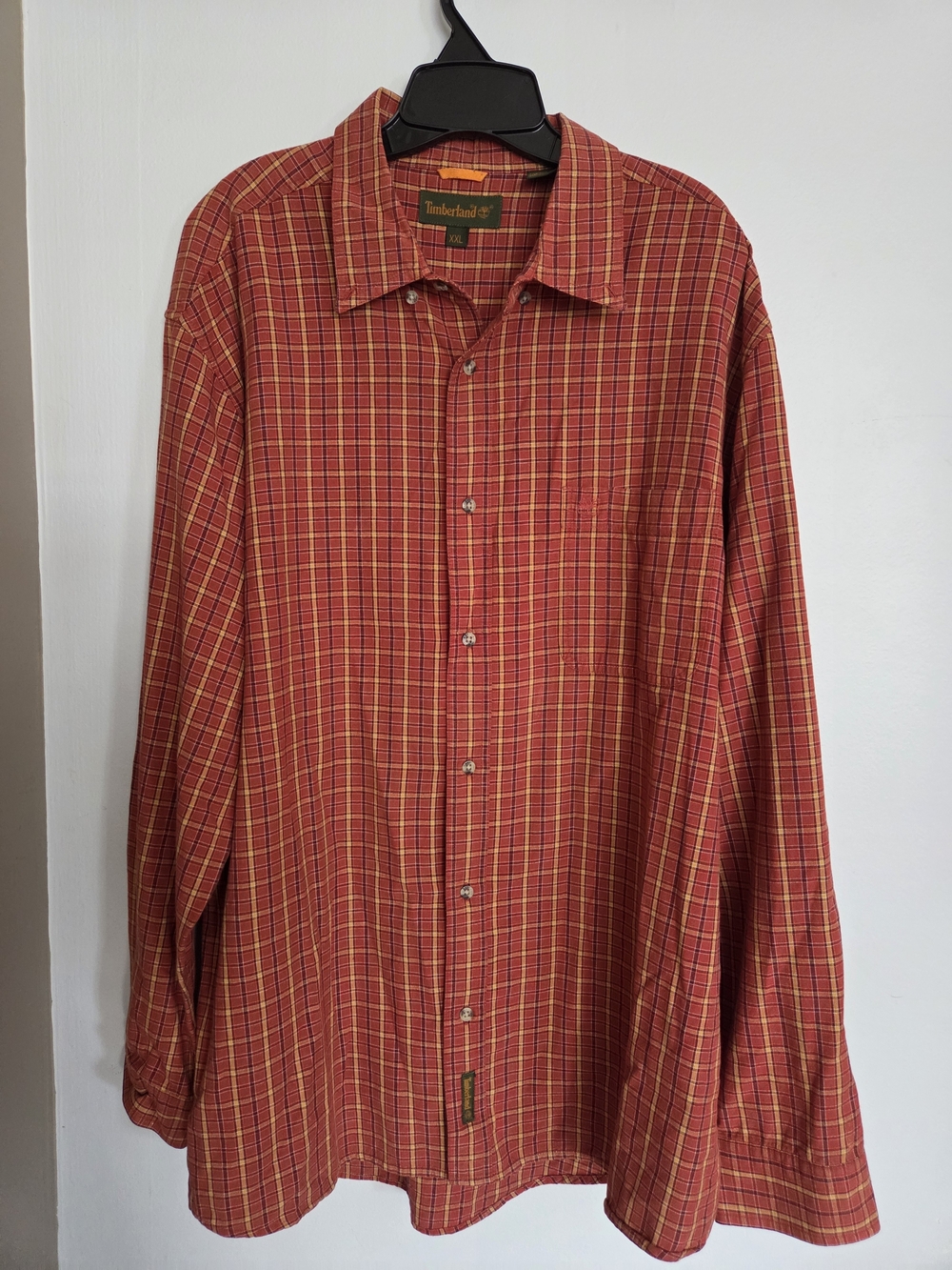 Timberland Men's Plaid Long Sleeve Button Down Shirt XXL 100% Cotton